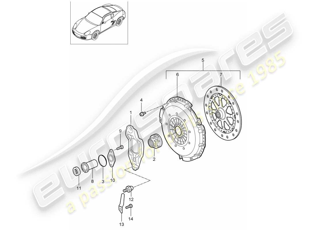 porsche 2006 (987 cayman) frizione diagramma delle parti