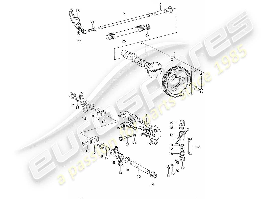 porsche 1966 (911/912) diagramma delle parti dell'albero a camme