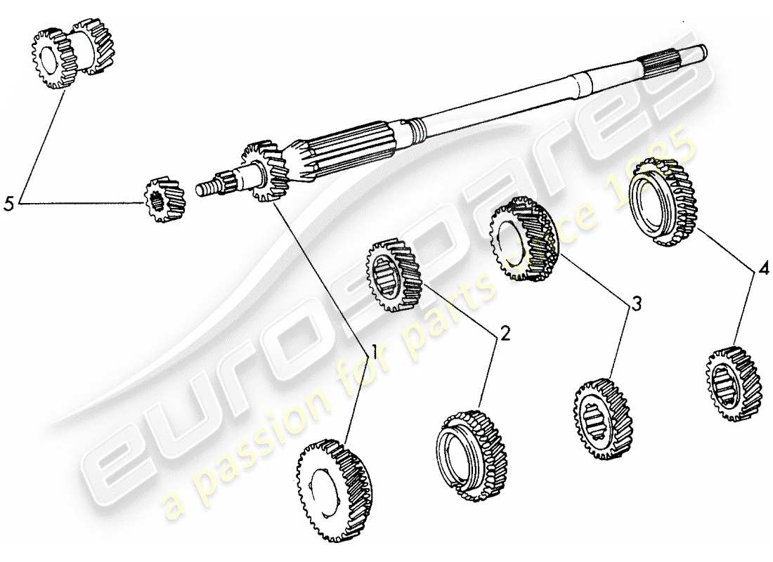 porsche 1966 (911/912) set di ruote dentate - 4-speed - trasmissione diagramma delle parti