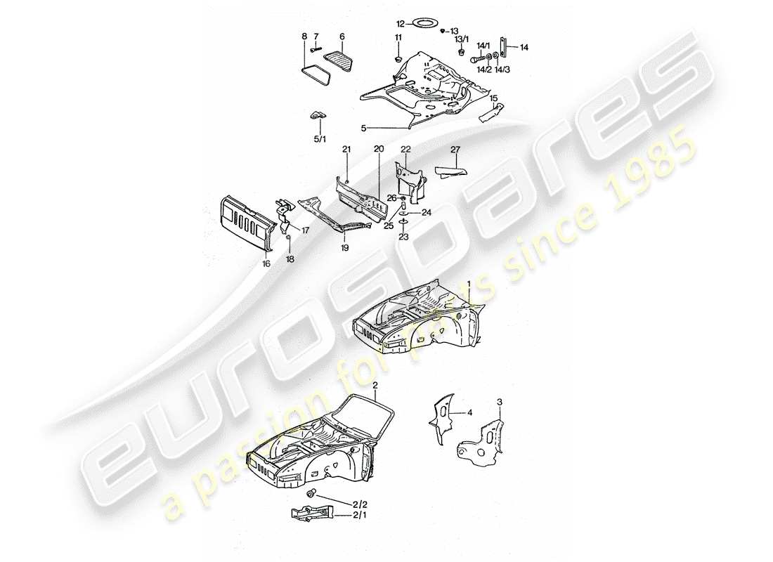 porsche 1976 (911 turbo) diagramma delle parti del telaio
