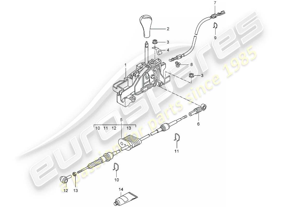 porsche 2002 (996) leva selettrice - tiptronic diagramma delle parti