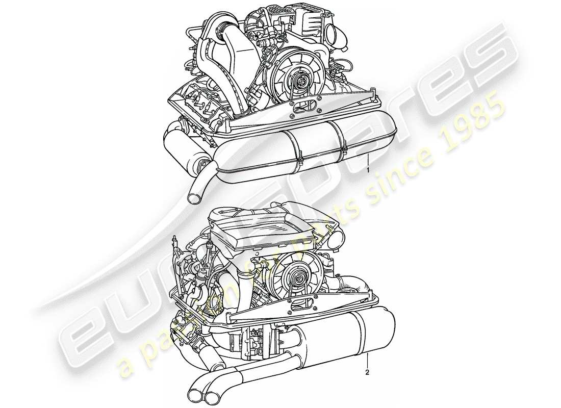 porsche 1985 (911) motore di ricambio - pronto per l'installazione schema delle parti