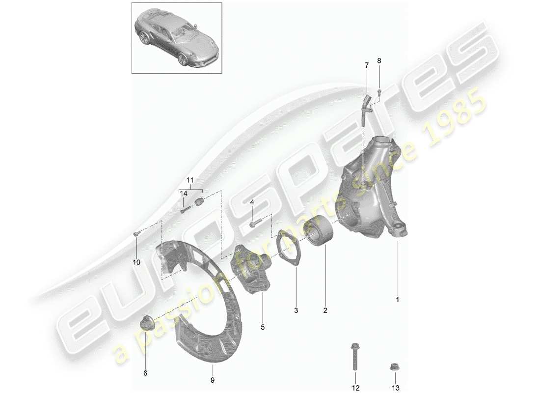 porsche 2014 (991-1 turbo) portaruota diagramma delle parti
