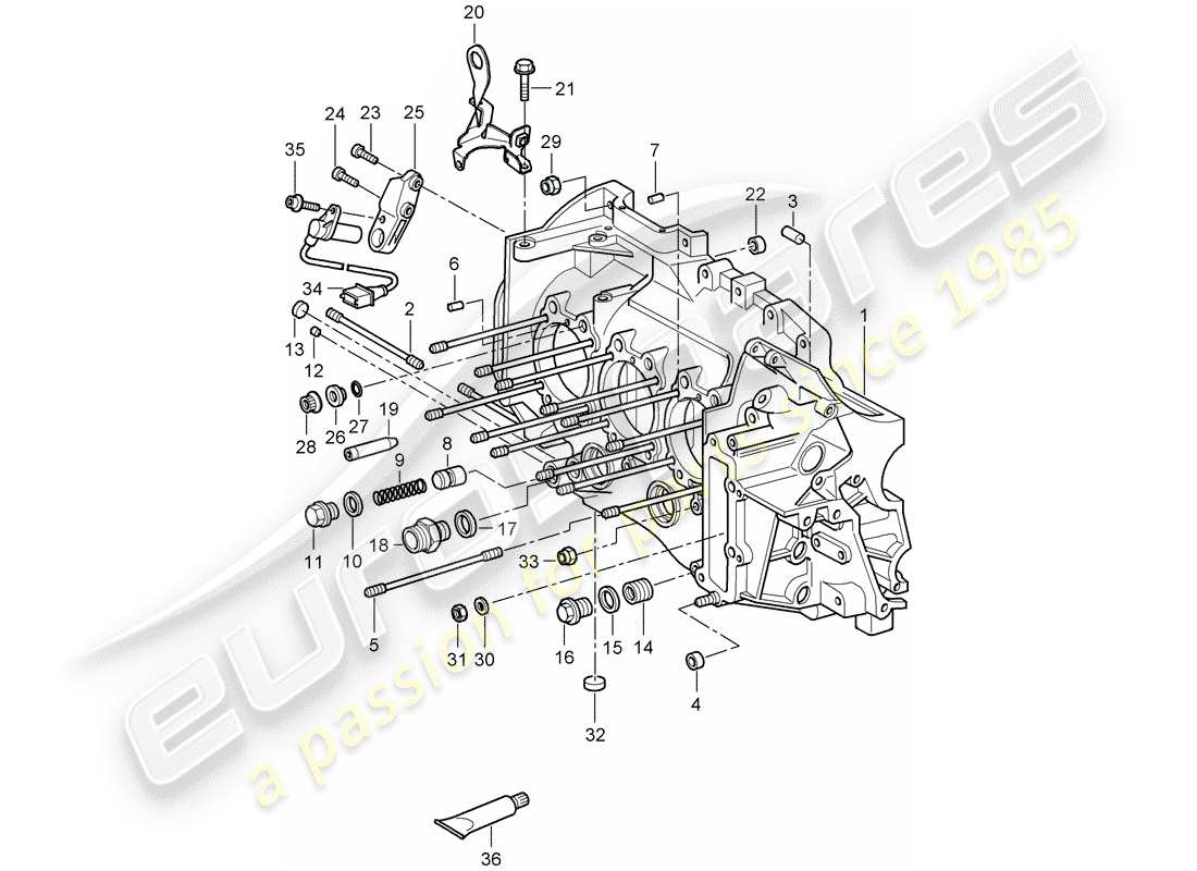 porsche 2008 (997-1 turbo / gt2) schema delle parti del basamento