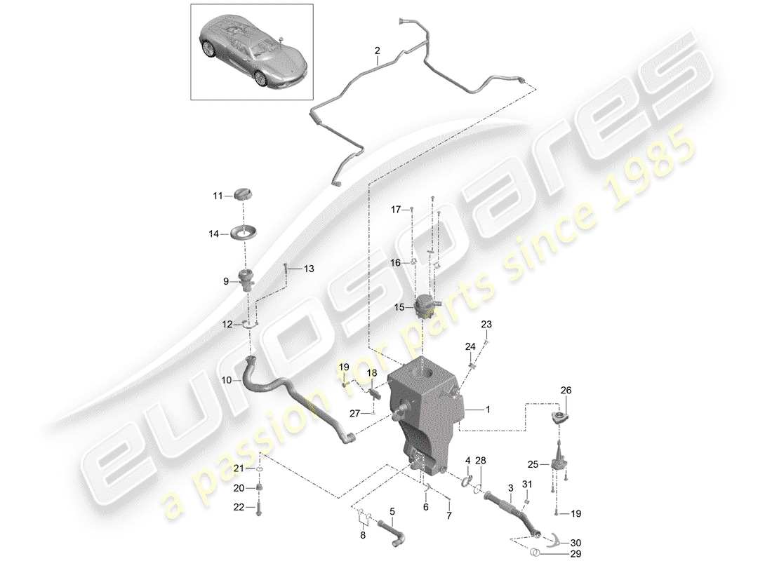 porsche 2015 (918 spyder) diagramma delle parti di lubrificazione del motore