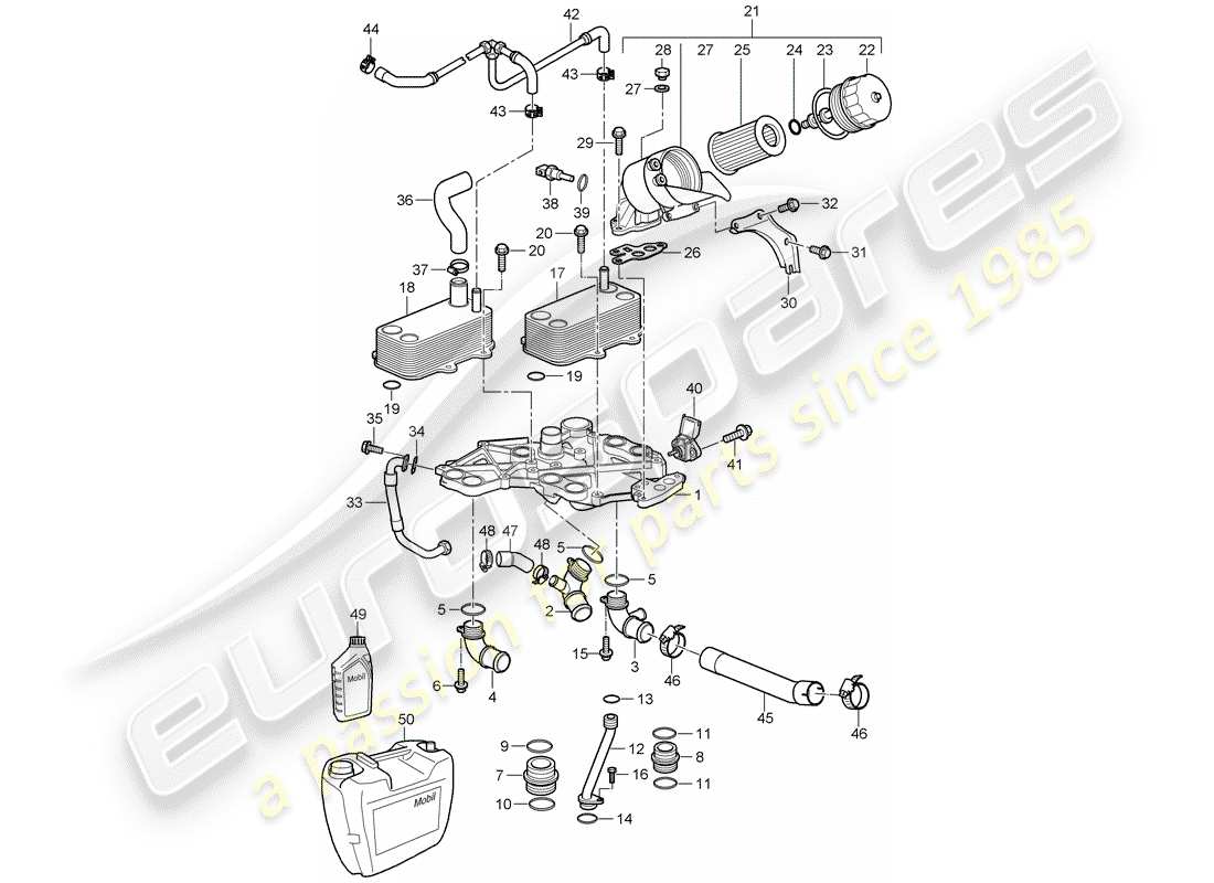 porsche 2009 997-2 turbo / gt2 schema delle parti filtro olio
