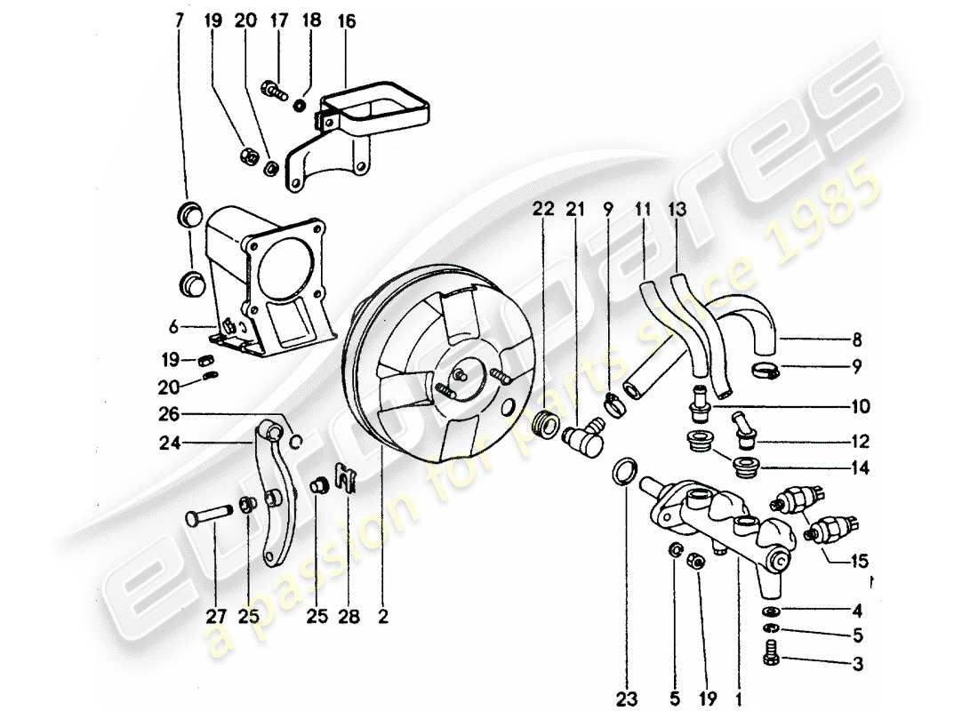 porsche 1976 (911 turbo) pompa freno - per veicoli con - servofreno - d - mj 1977>> schema delle parti