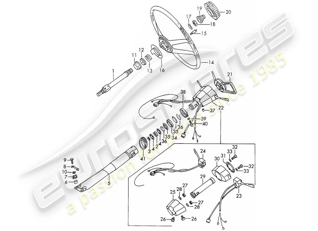 porsche 1966 (911/912) albero intermedio dello sterzo - volante - interruttore piantone dello sterzo - d >> - mj 1967 schema delle parti