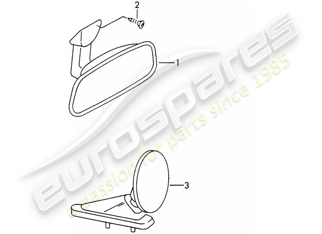 porsche 1966 (911/912) specchio retrovisore interno - specchio retrovisore schema delle parti