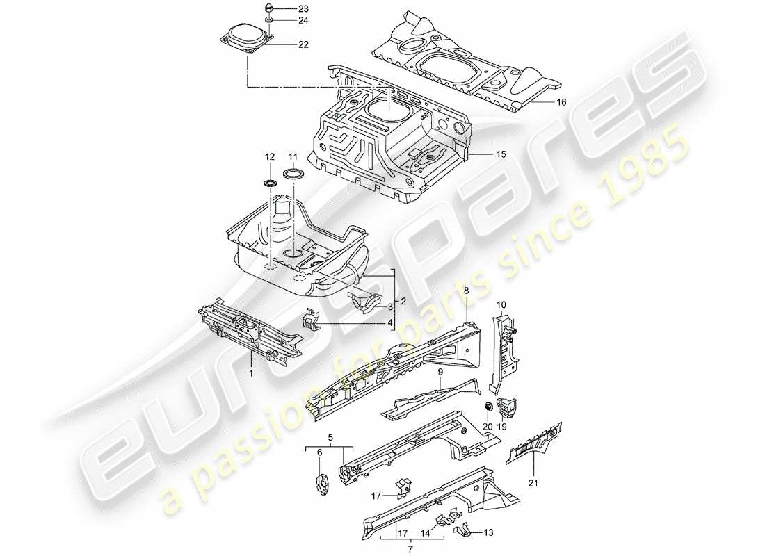 porsche 2002 (996 gt3) anteriore - parti singole diagramma delle parti