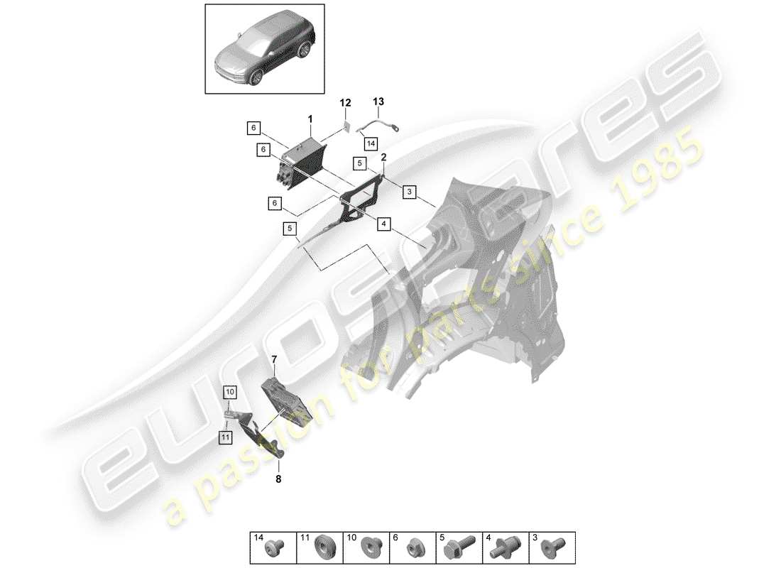 porsche 2020 (cayenne e3 9ya/9yb) caricabatterie per alta tensione schema delle parti