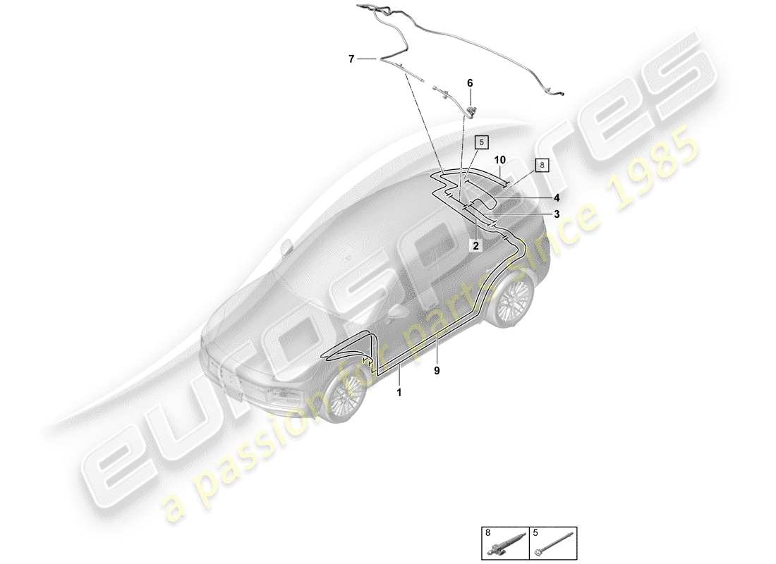 porsche 2020 (cayenne e3 9ya/9yb) diagramma delle parti del tubo