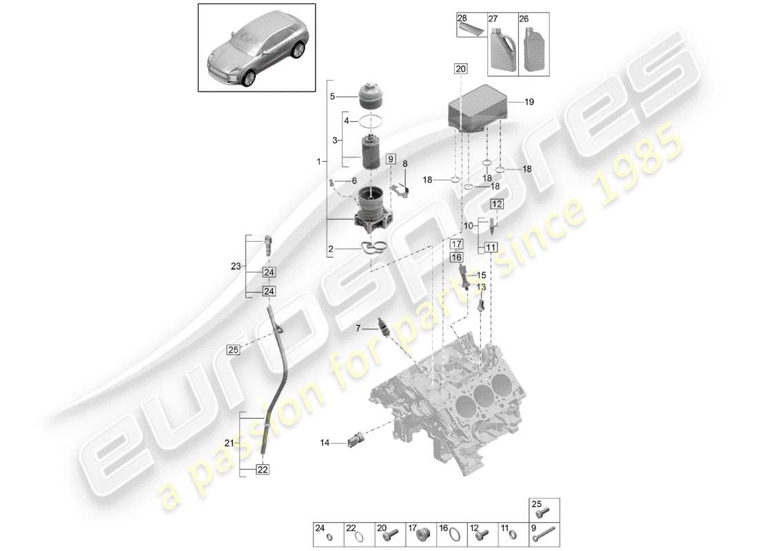 porsche 2020 (macan) schema delle parti filtro olio