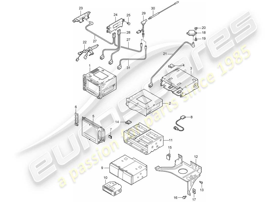porsche 2006 (987 cayman) unità radio diagramma delle parti