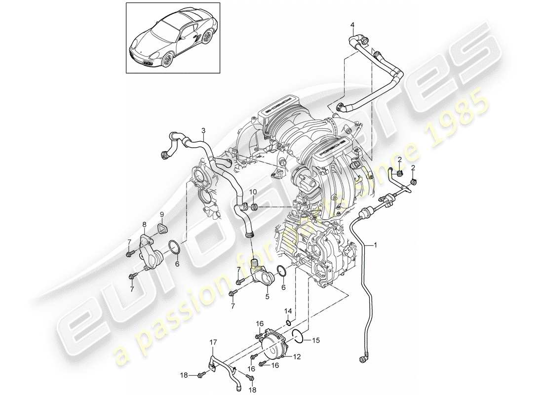 porsche 2011 (987 cayman) schema delle parti del basamento