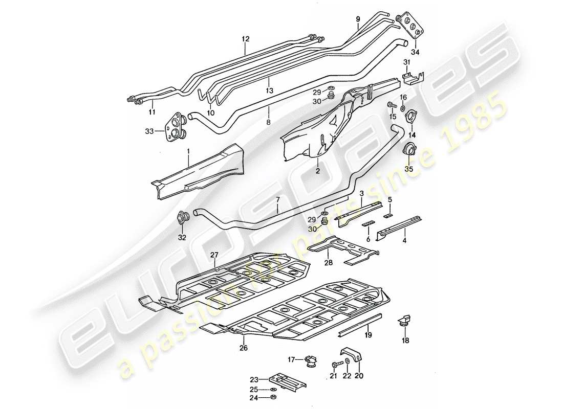 porsche 1987 (959) diagramma delle parti del telaio