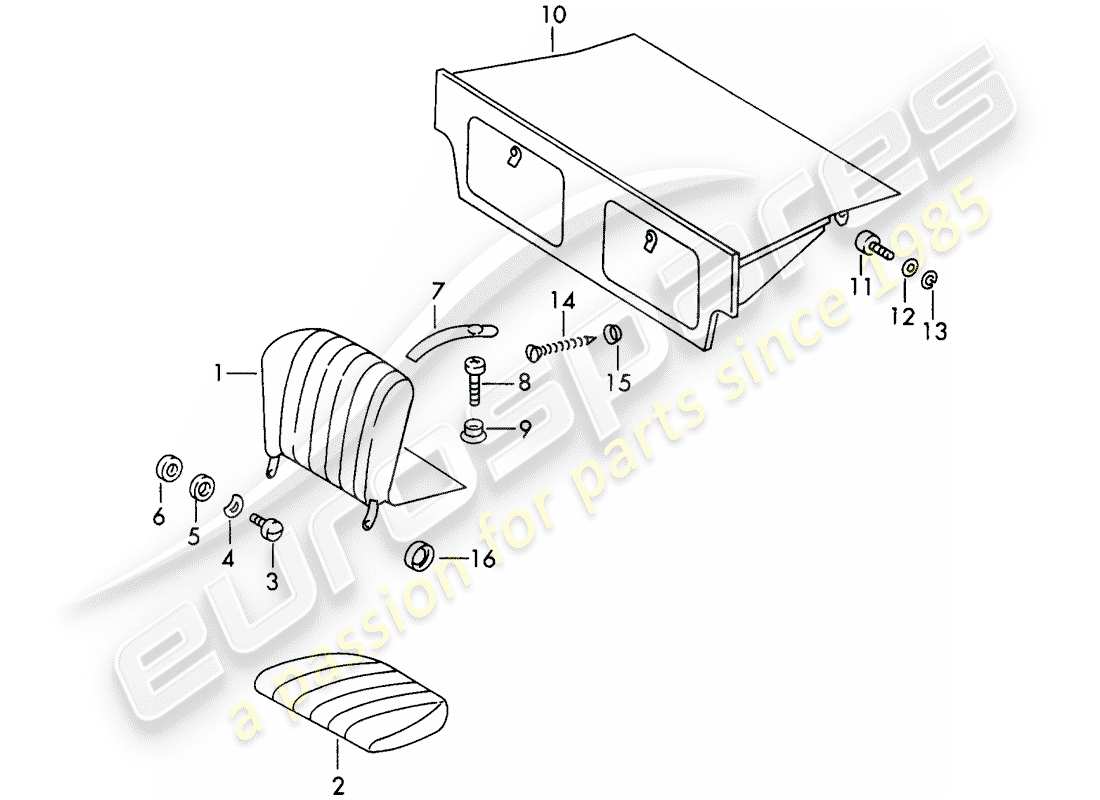 porsche 1966 (911/912) schema delle parti del sedile di emergenza