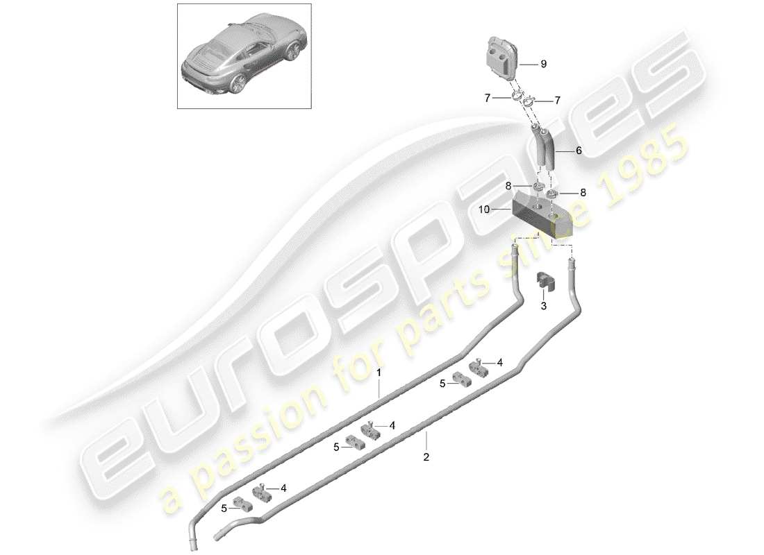 porsche 991 turbo (2019) diagramma delle parti del riscaldatore