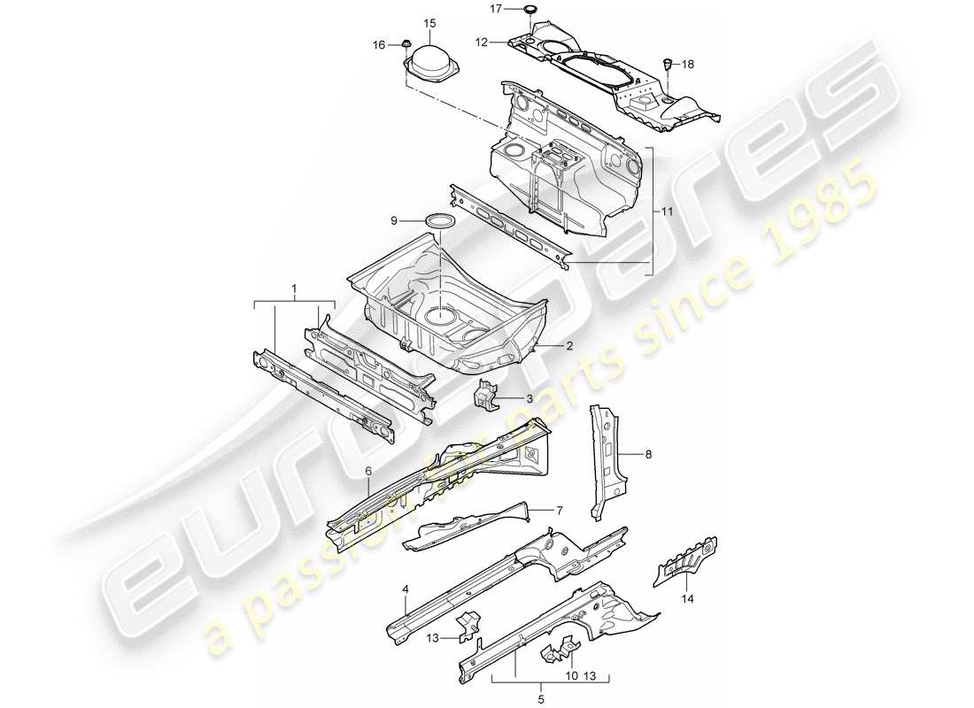 porsche 2007 (997-1 gt3) schema delle parti frontale