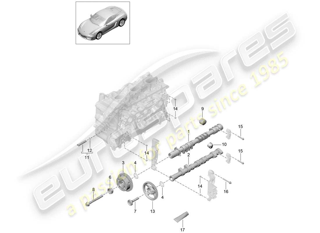 porsche 2016 (981 cayman) albero a camme diagramma delle parti