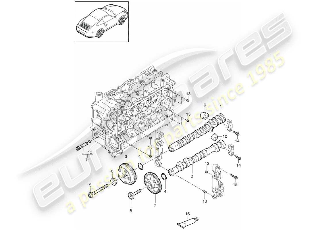 porsche 2012 (997-2) albero a camme diagramma delle parti
