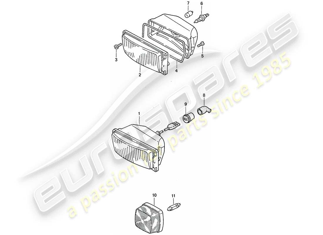 porsche 1989 (911) modello speciale - design a naso piatto - faro aggiuntivo - d - mj 1988>> diagramma delle parti