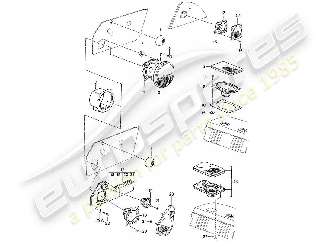 porsche 1994 (993) altoparlante diagramma delle parti