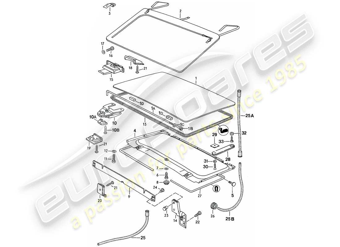 porsche 1982 (944) tetto sollevabile - d >> - mj 1983 schema delle parti