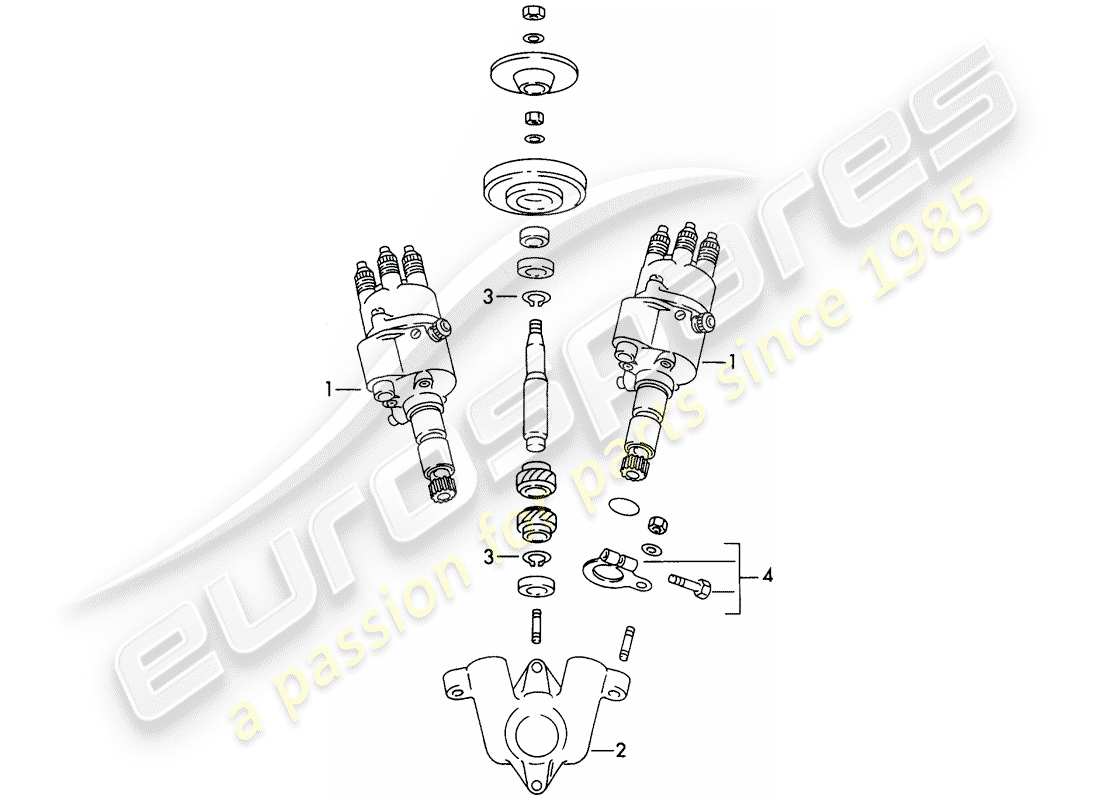 porsche 1954 (356/356a) distributore - meccanismo di guida diagramma delle parti