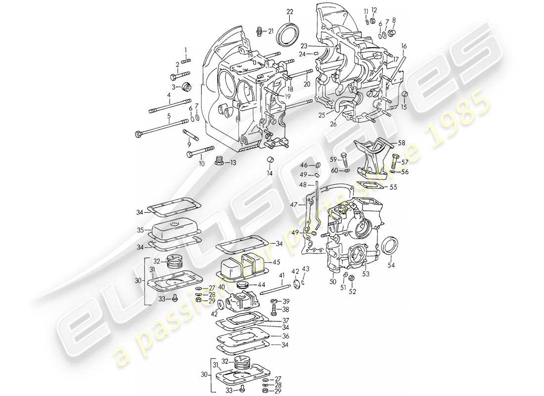 porsche 1963 (356b/356c) basamento diagramma delle parti