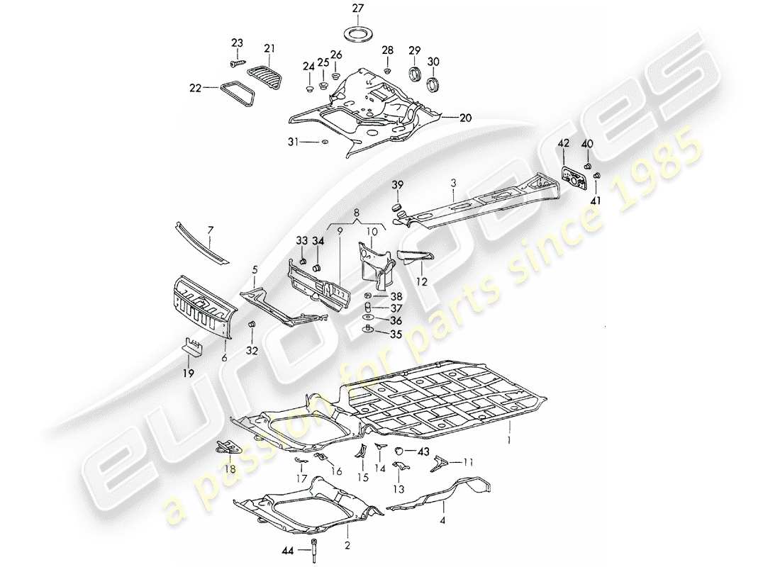porsche 1973 (911) diagramma delle parti del telaio