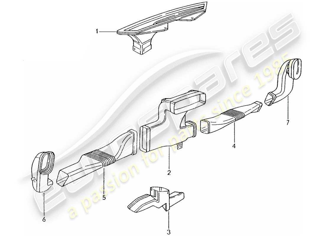 porsche 2000 (986 boxster) riscaldatore - condotto aria diagramma delle parti