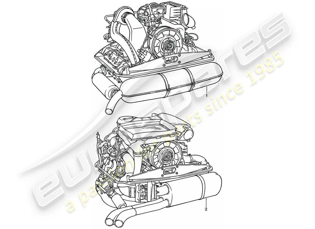 porsche 1987 (911) motore di ricambio - pronto per l'installazione schema delle parti