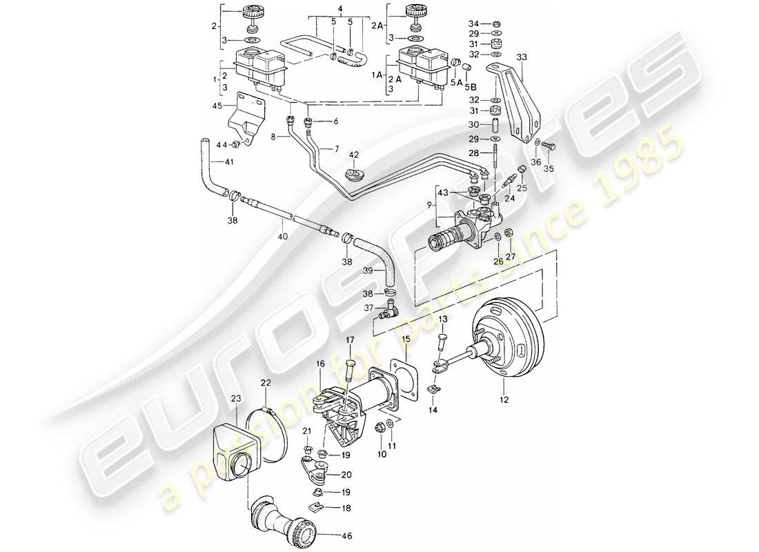 porsche 1990 (964) serbatoio per - liquido freno - pompa freno schema delle parti