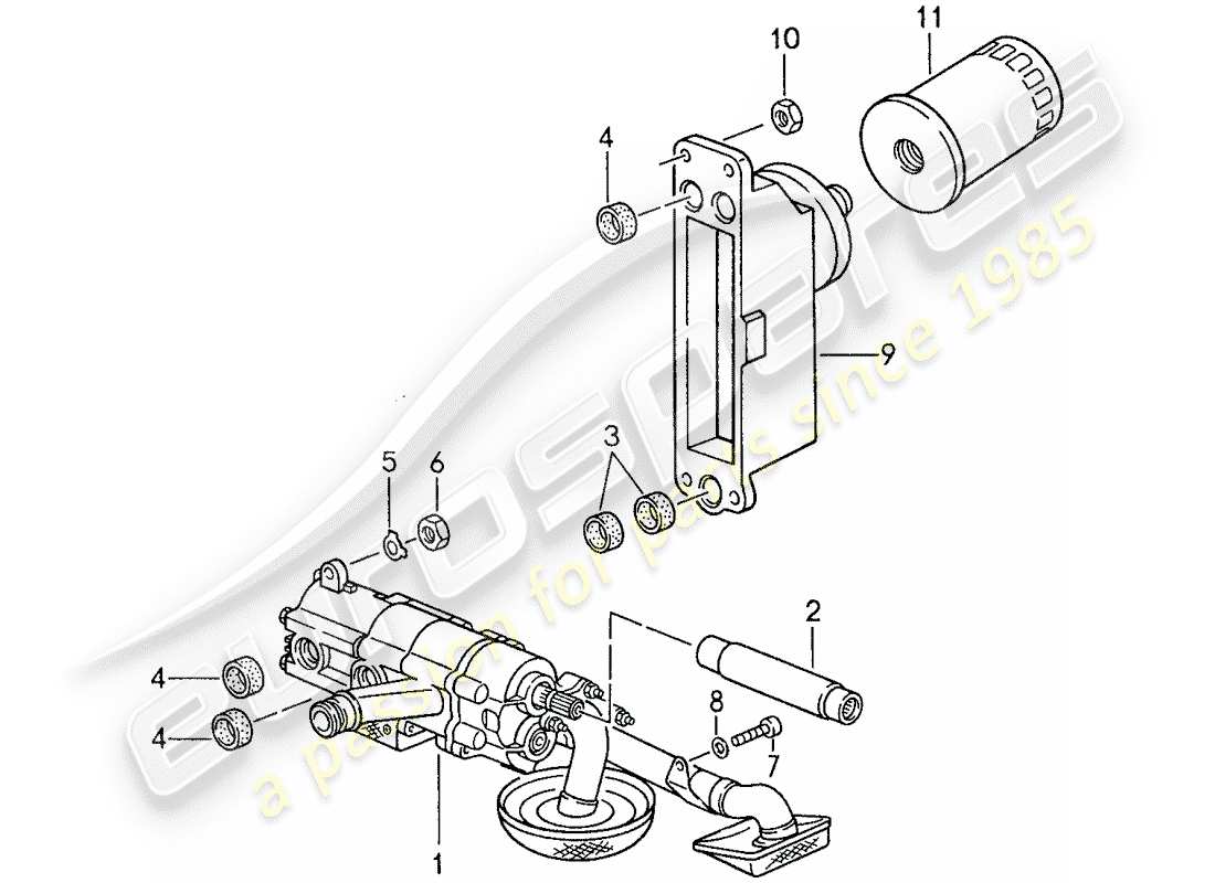 porsche 1987 (959) lubrificazione motore - pompa olio - motore diagramma delle parti