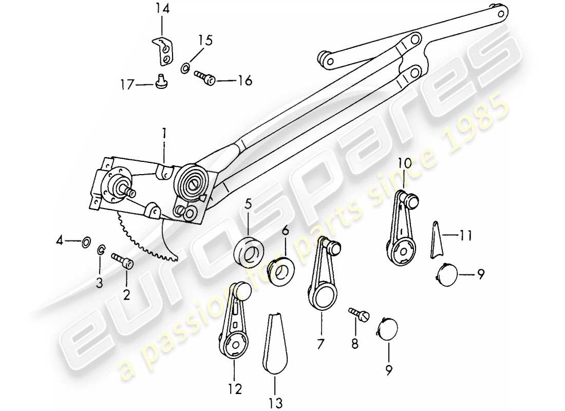 porsche 1966 (911/912) alzatore della finestra - meccanico - da adattare utilizzare materiale da officina schema delle parti