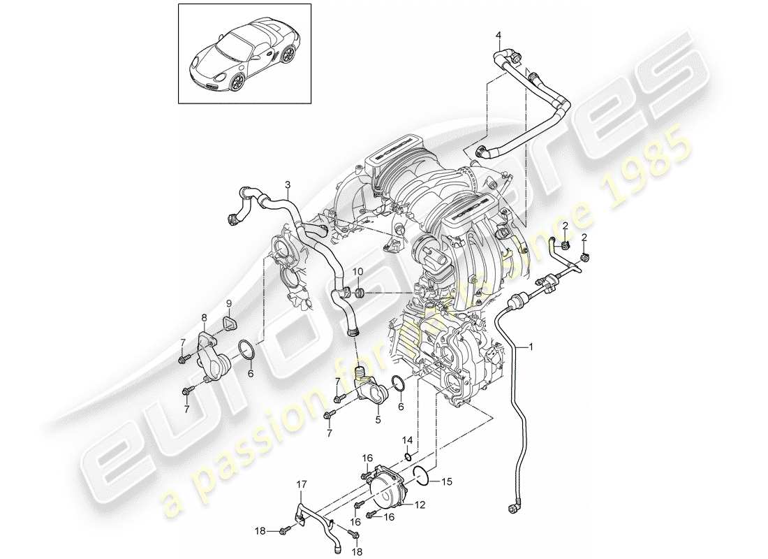 porsche 2009 (987 boxster) schema delle parti del basamento