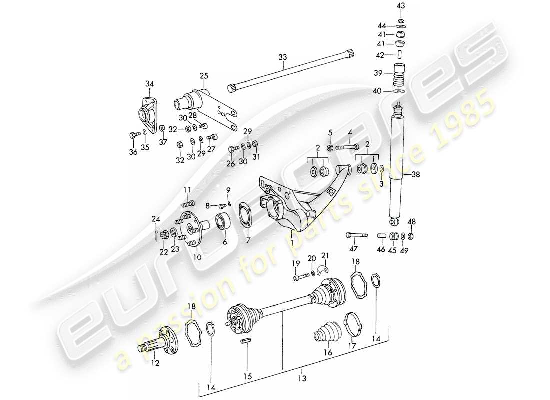 porsche 1966 (911/912) asse posteriore - d - mj 1969>> - mj 1969 schema delle parti