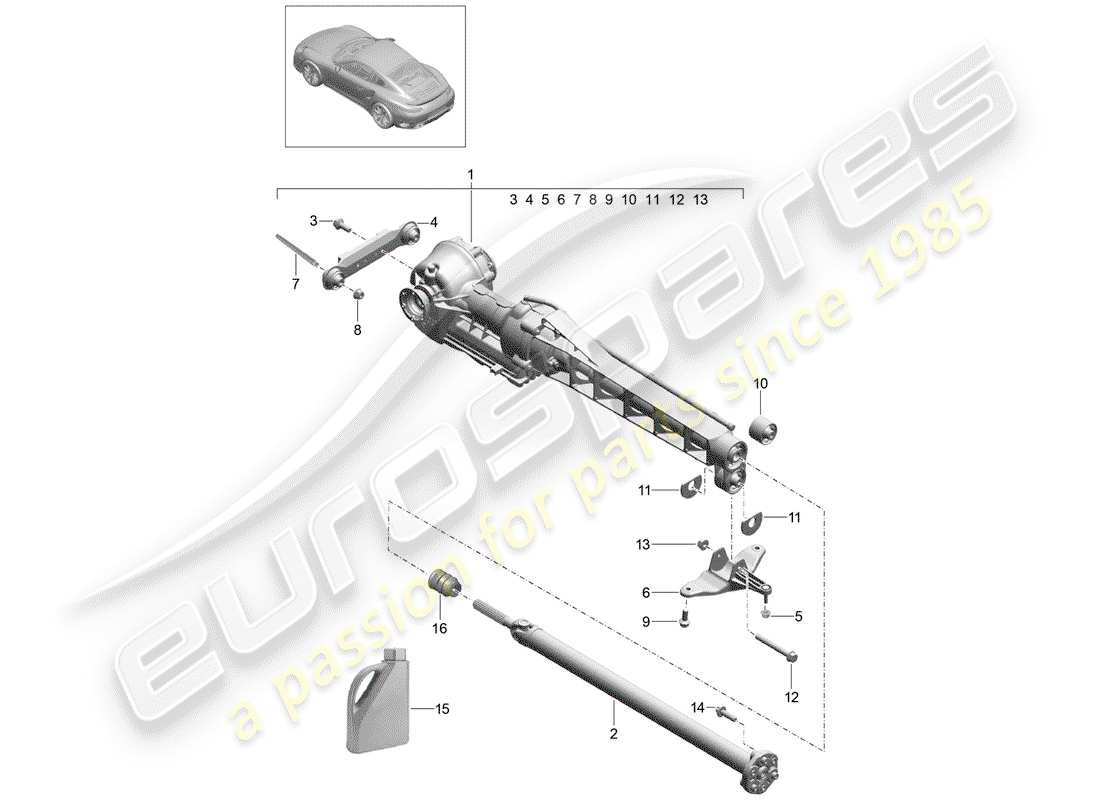 porsche 2015 (991-1 turbo) differenziale assale anteriore schema delle parti