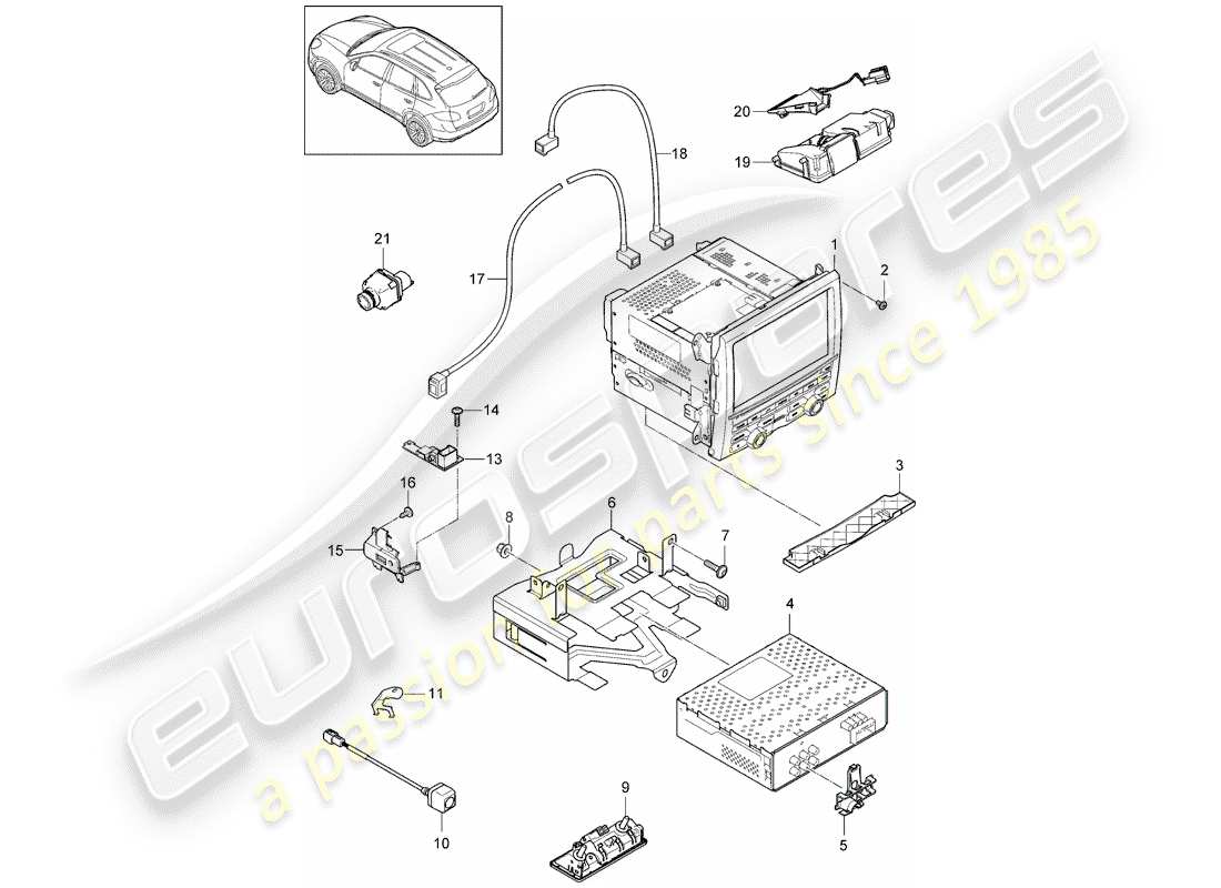 porsche 2015 (cayenne e2 92a) sistema di navigazione diagramma delle parti