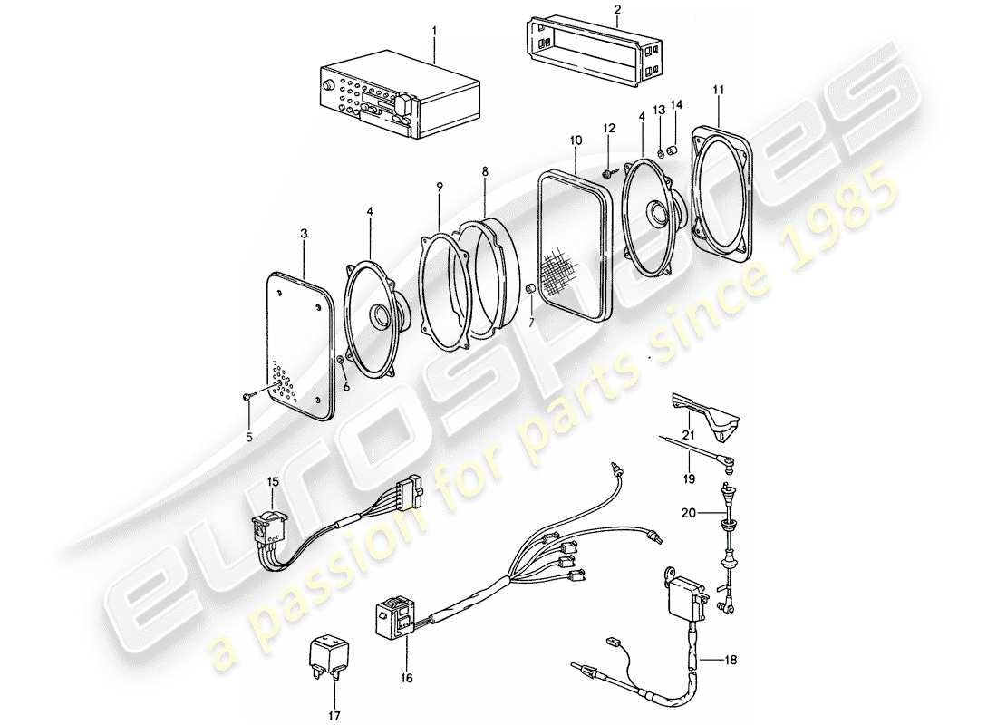 porsche 1991 (944) unità radio diagramma delle parti