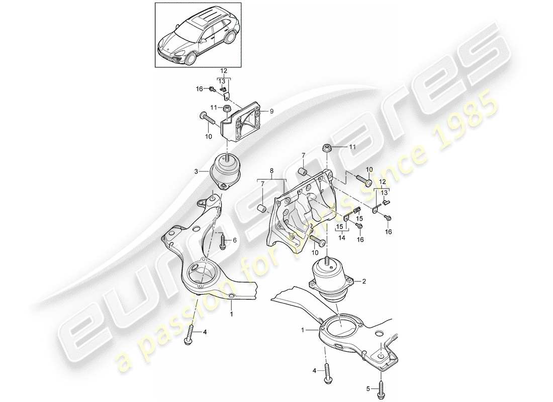 porsche 2014 (cayenne e2 92a) attrezzatura di sollevamento motore schema delle parti
