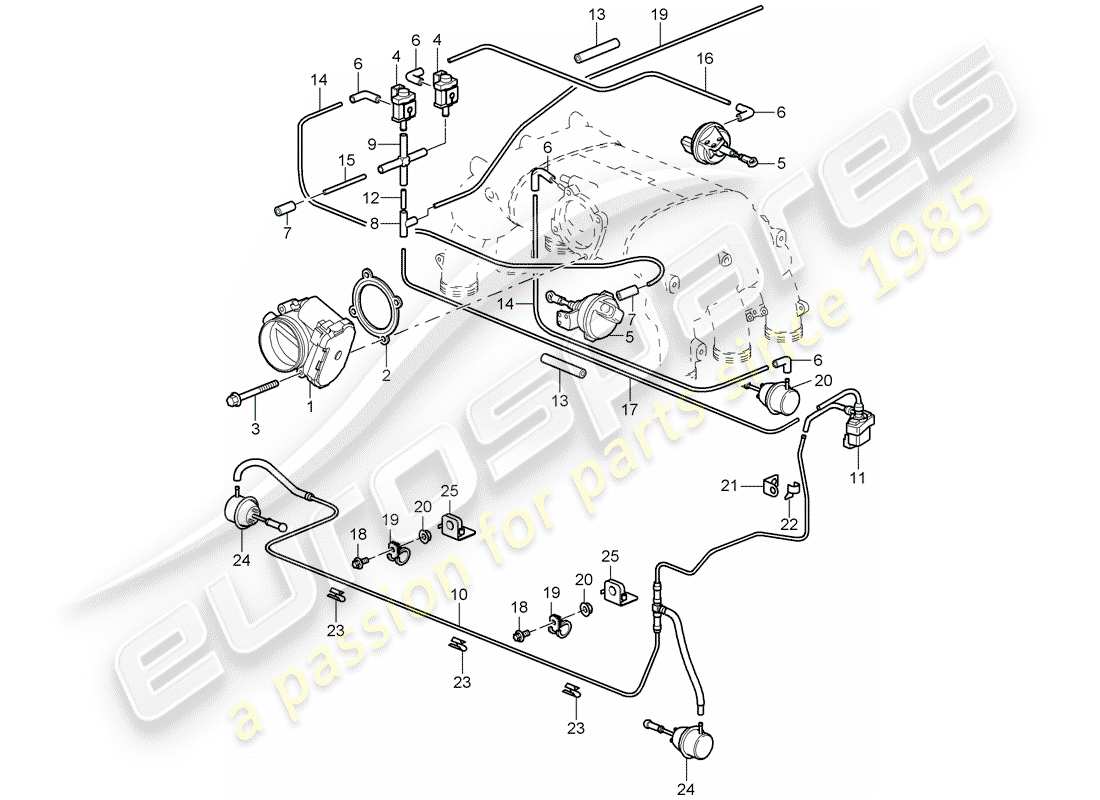 porsche 2008 (997-1 gt3) schema delle parti corpo farfallato