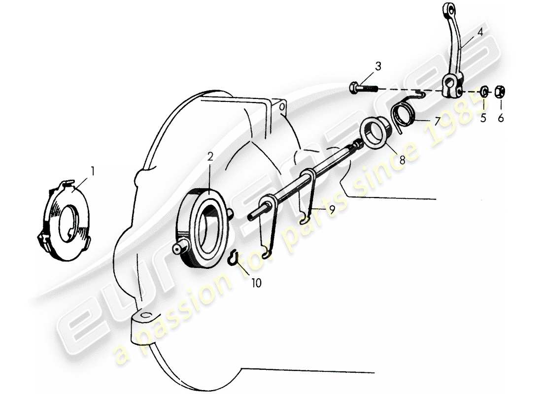 porsche 1954 (356/356a) rilascio frizione - per - scatola trasmissione - divisa schema delle parti