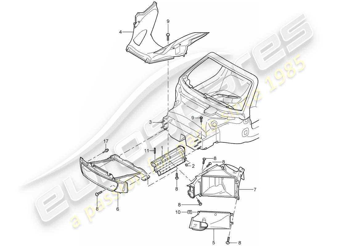porsche 2004 (carrera gt) schema delle parti frontale