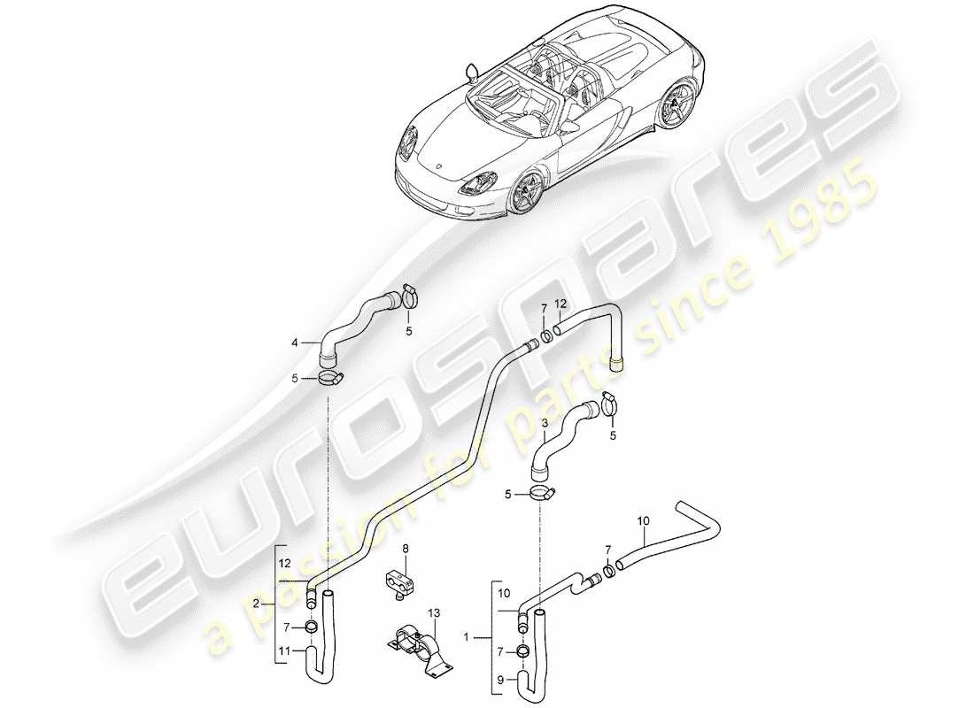 porsche 2004 (carrera gt) stufa diagramma delle parti
