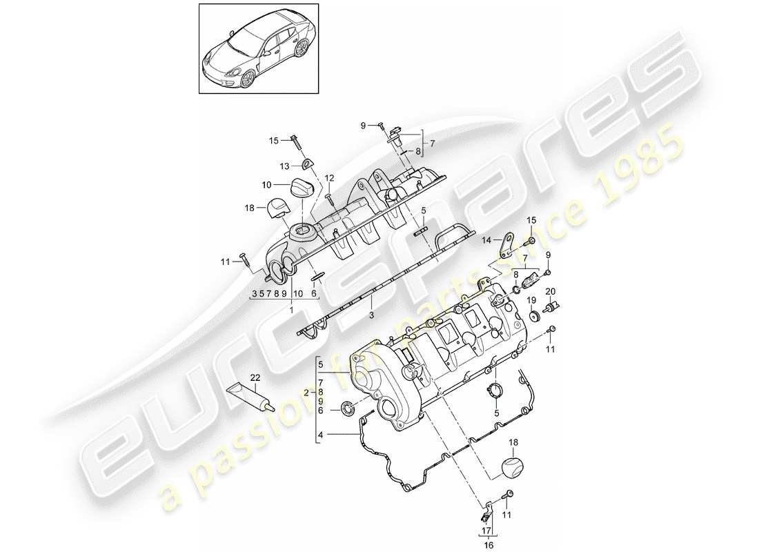 porsche 2014 (panamera 970) coperchio valvola diagramma delle parti