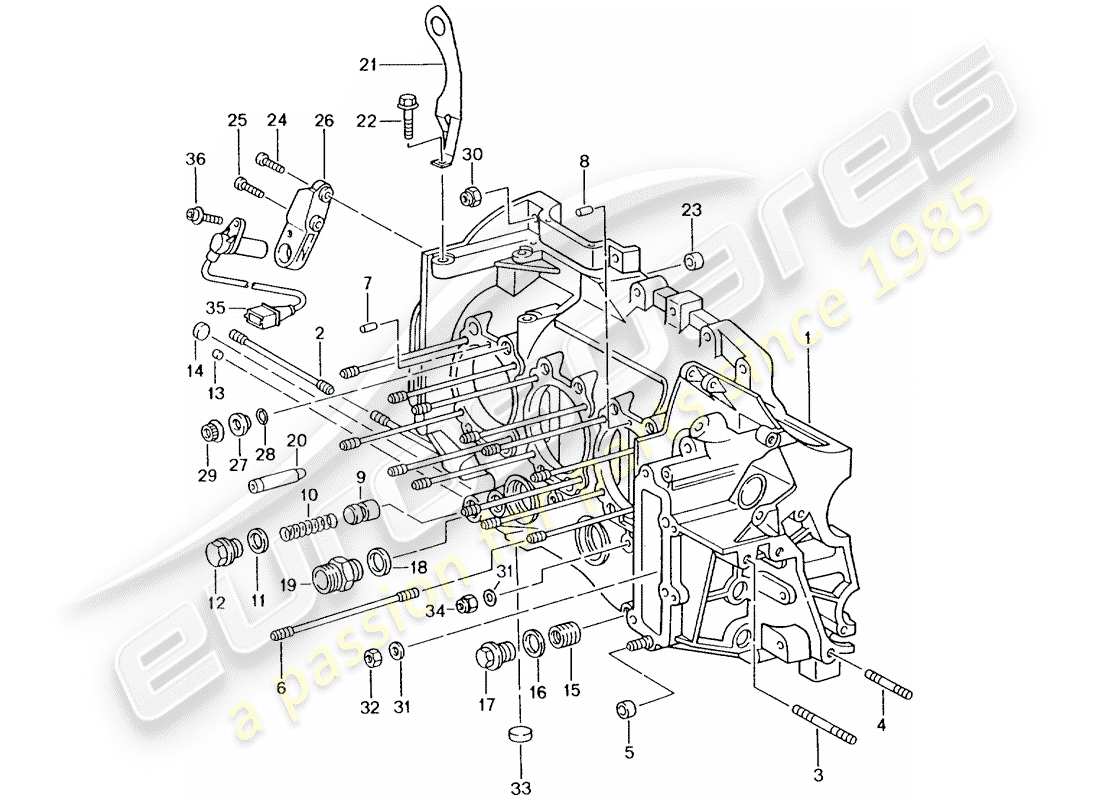 porsche 2003 (996 gt3) basamento diagramma delle parti