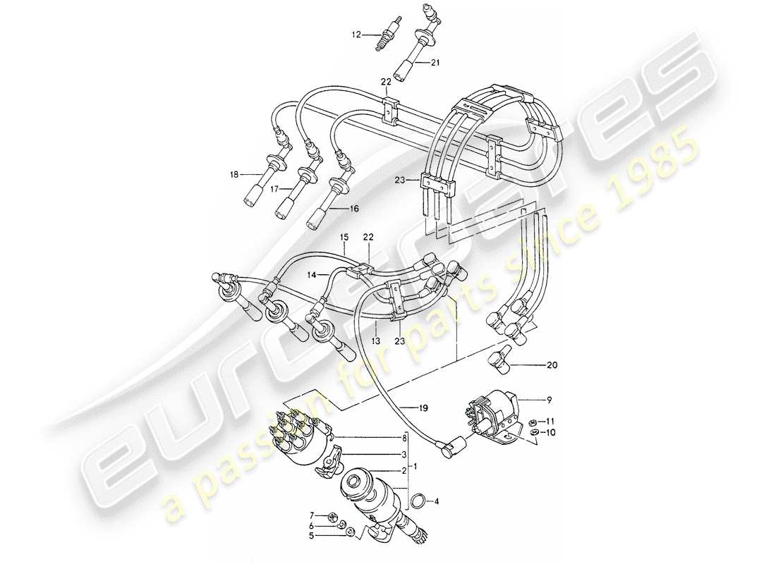 porsche 1994 (964) impianto elettrico del motore 1 diagramma delle parti