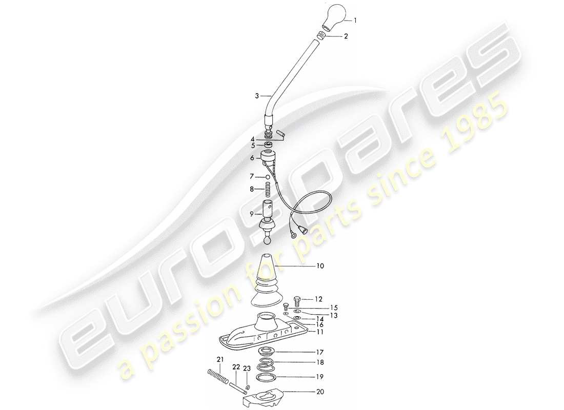 porsche 1972 (911) leva cambio - sportomatic diagramma delle parti